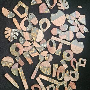 Lot Wood Acrylic Geometric Charms Jewelry Making Resin Flake Earring Pieces